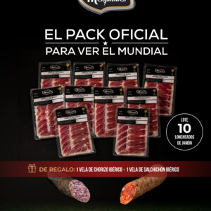 Promoción Mundial de Fútbol 2026: regalo de 1 vela de Chorizo y 1 vela de Salchichón Ibéricos por la compra de un Lote 10 Loncheados de Jamón de Cebo Ibérico